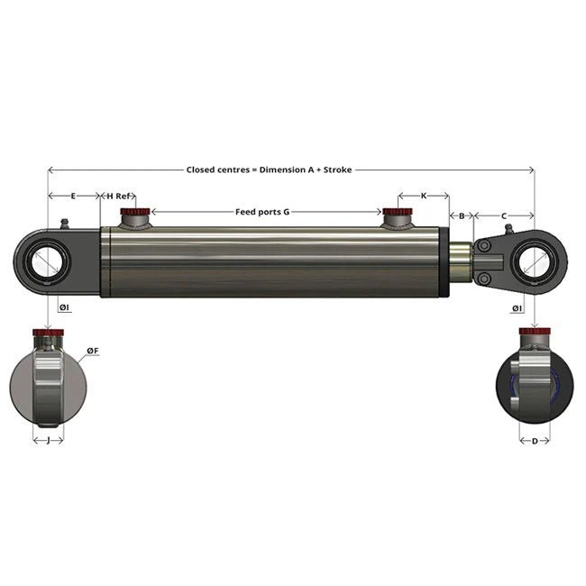 Threaded Hydraulic Cylinder with Spherical Bearing